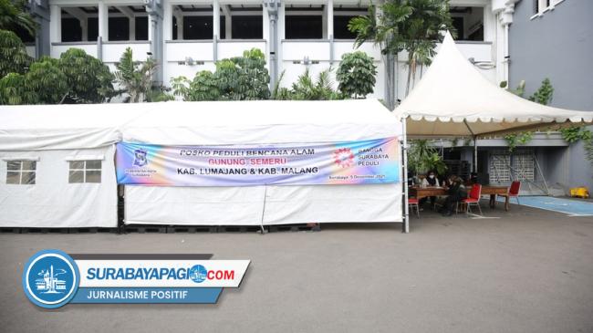 Posko Peduli Bencana Erupsi Semeru Didirikan Di Balai Kota Surabaya