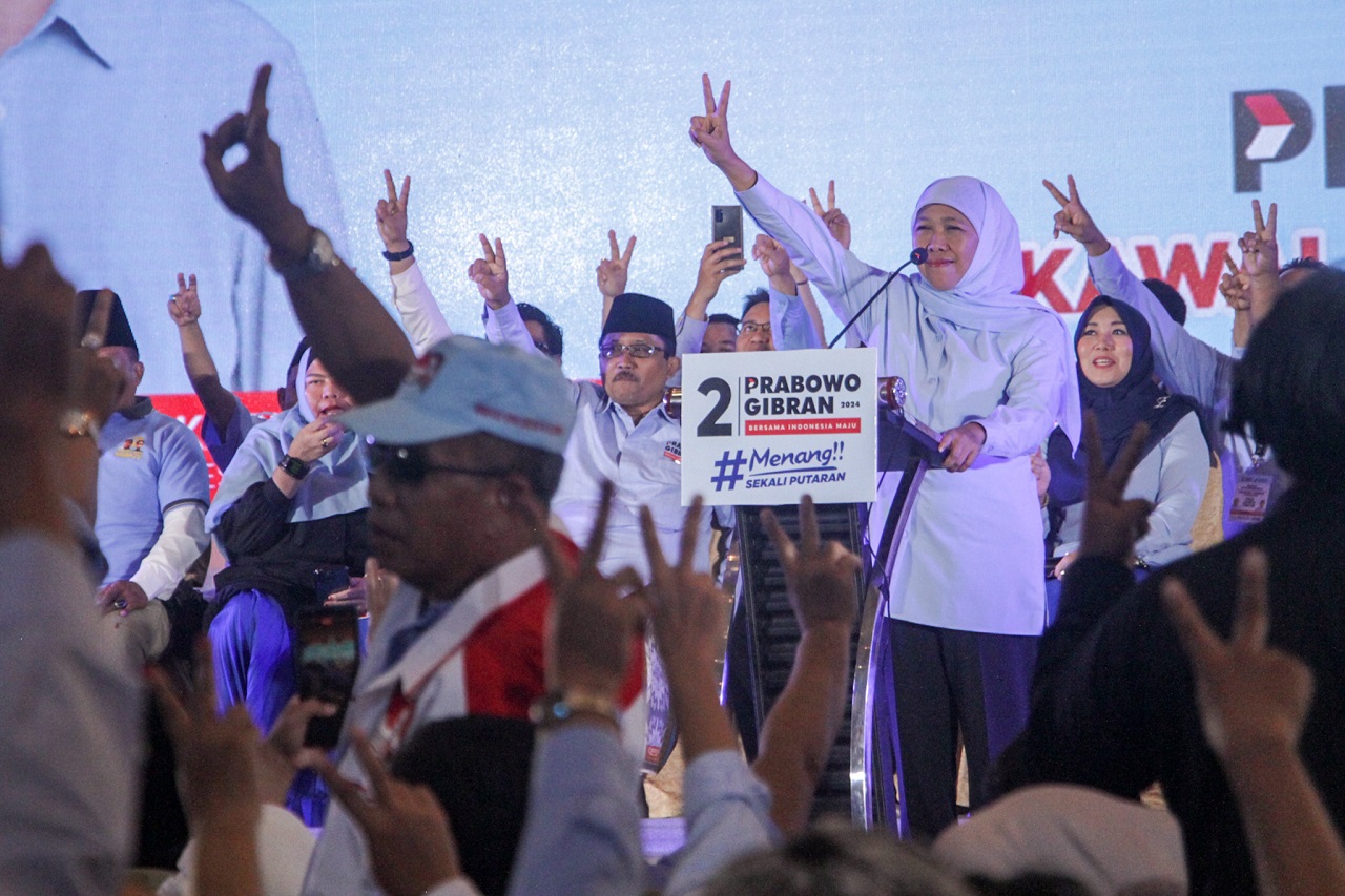 Apel Akbar TKD Jatim Prabowo-Gibran, Khofifah Minta Relawan Jaga TPS