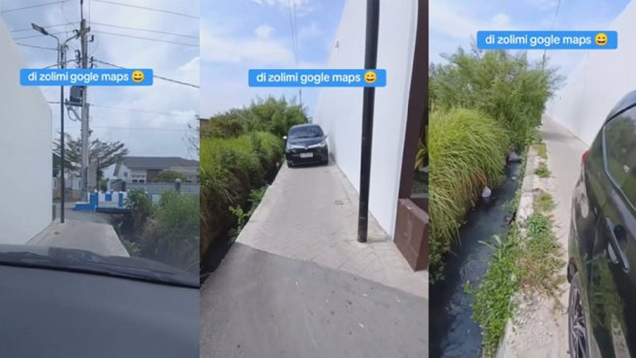 Gegara ‘Dizalimi’ Google Maps, Viral Video Mobil Terjebak Nyasar di Gang Sempit