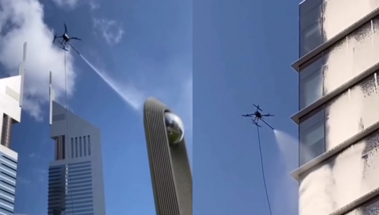 Pasca Hujan Badai, Dubai Bersihkan Gedung Pakai Drone