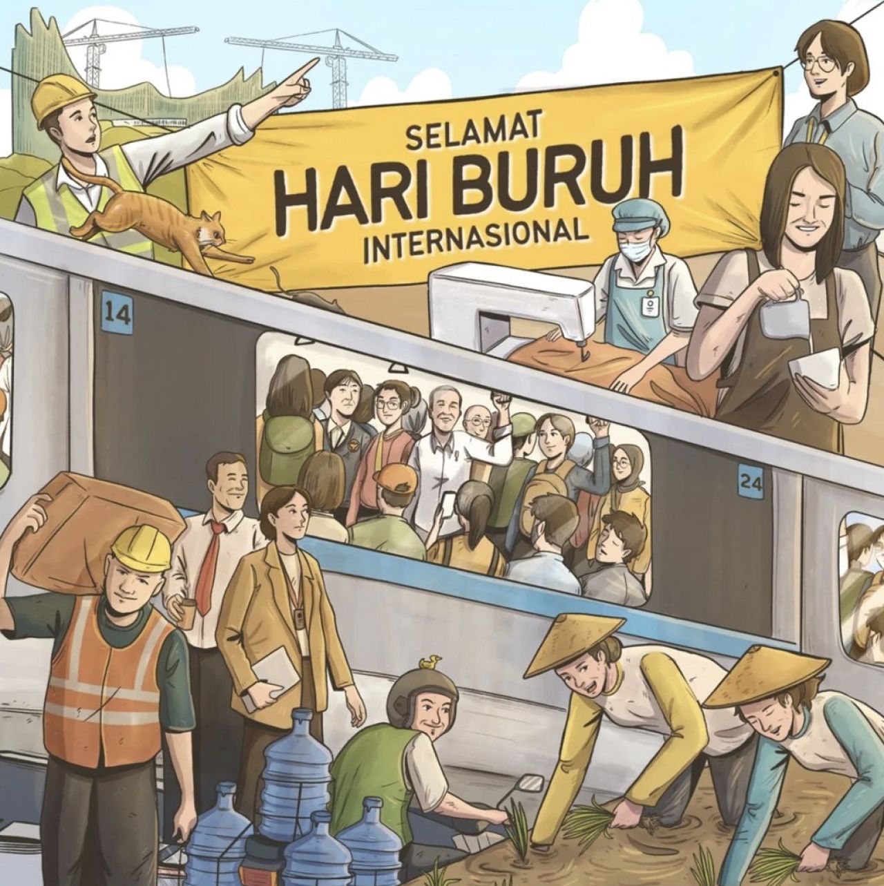Jokowi Bikin Ilustrasi Naik MRT, Bareng Buruh