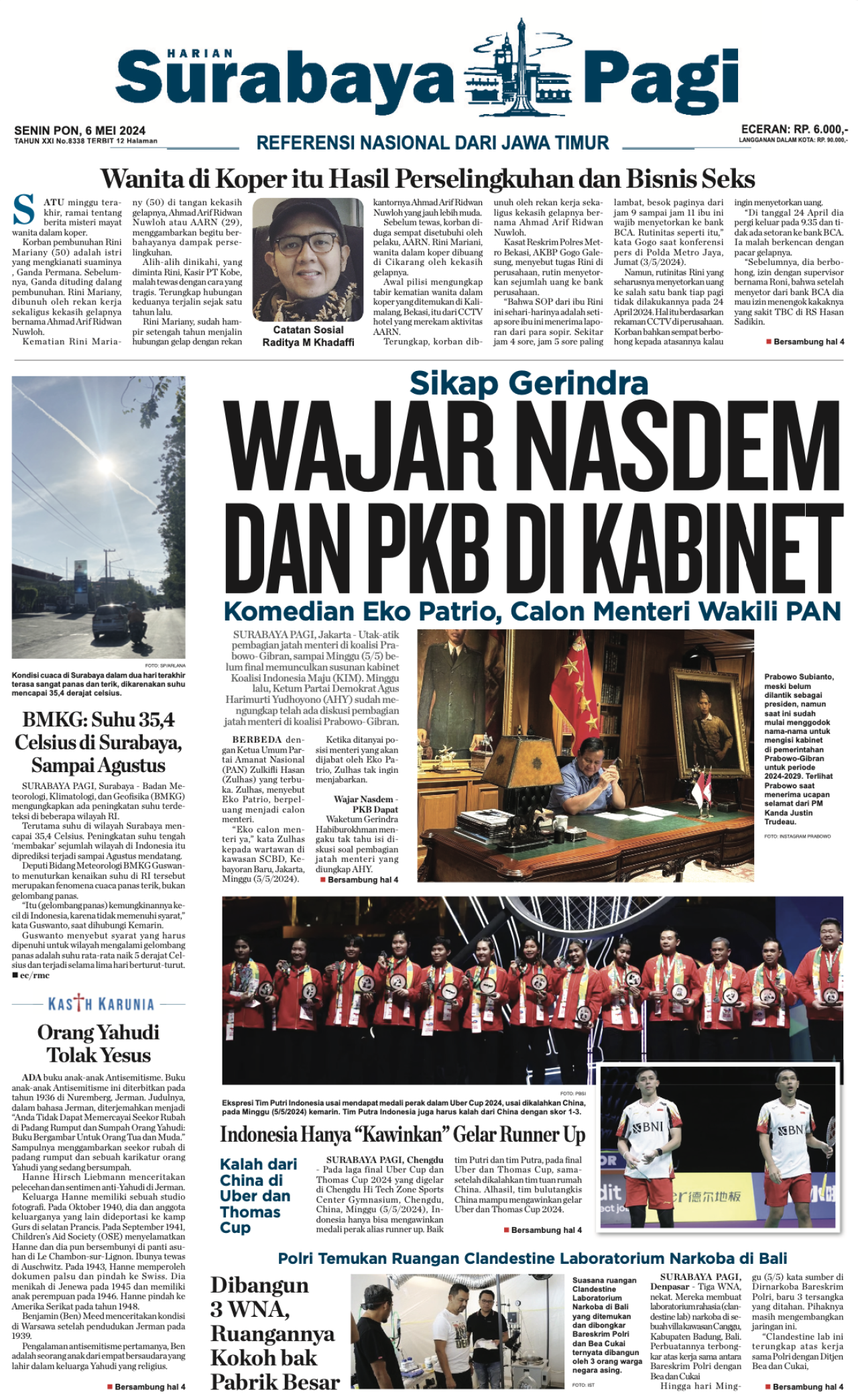 Koran Digital Surabaya Pagi 6 Mei 2024