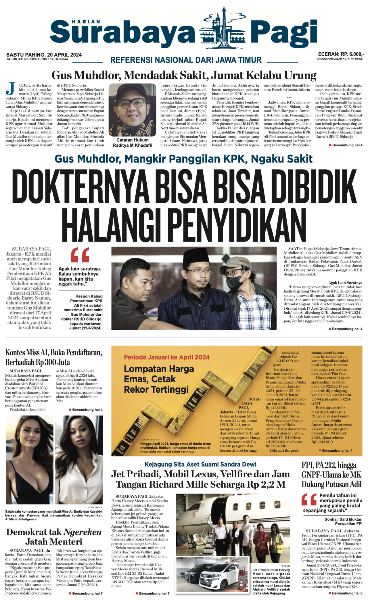 Koran Digital Surabaya Pagi 20 April 2024