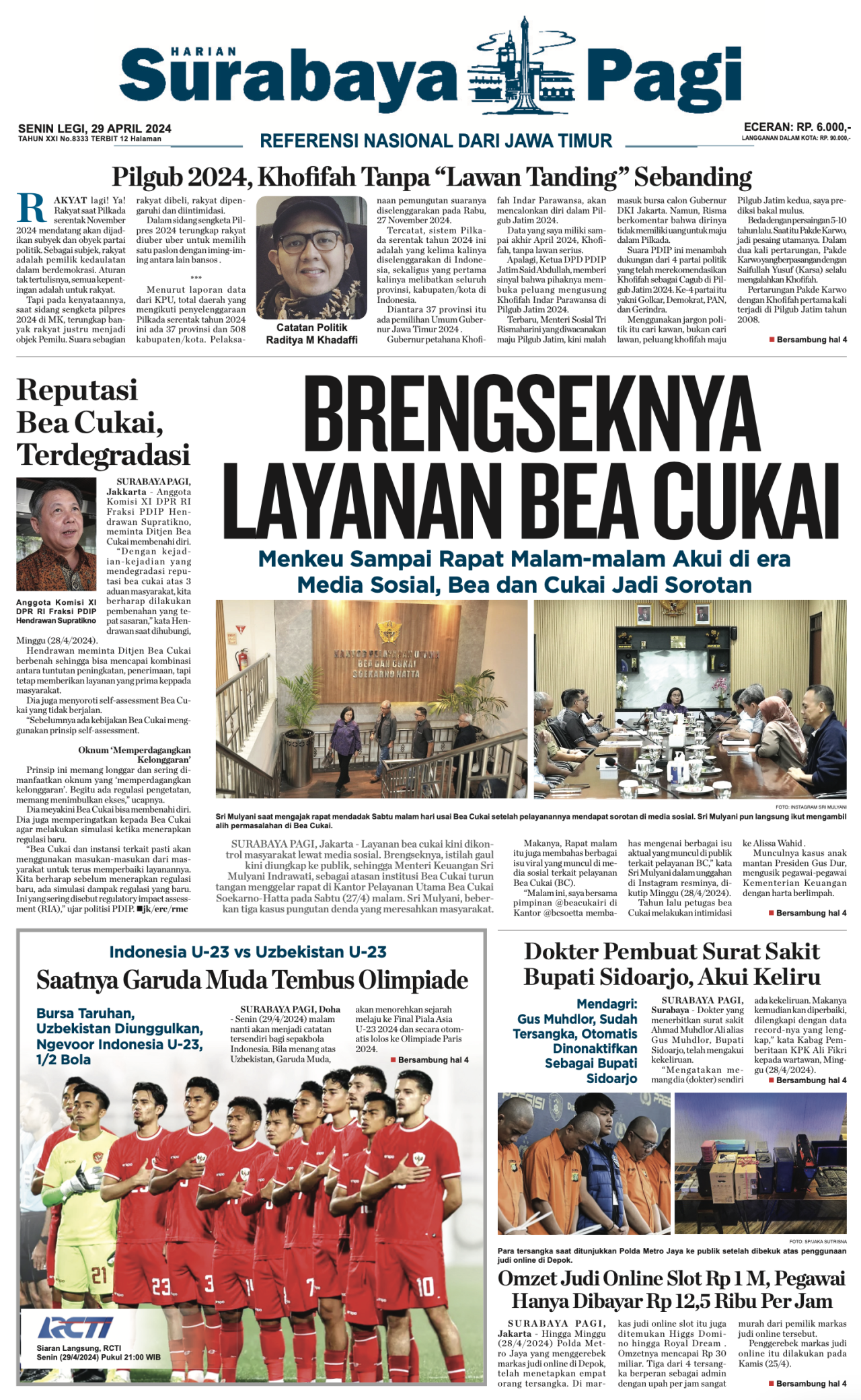 Koran Digital Surabaya Pagi 29 April 2024