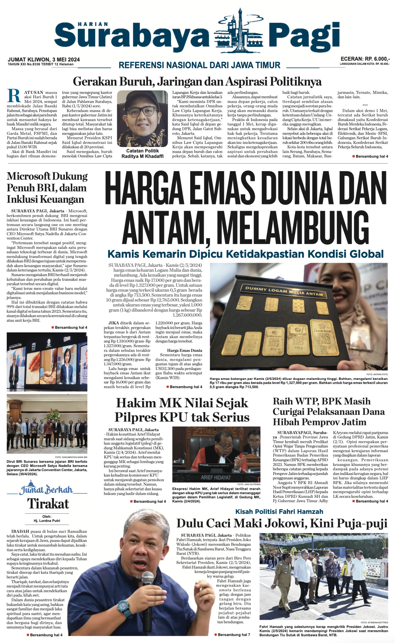 Koran Digital Surabaya Pagi 3 Mei 2024