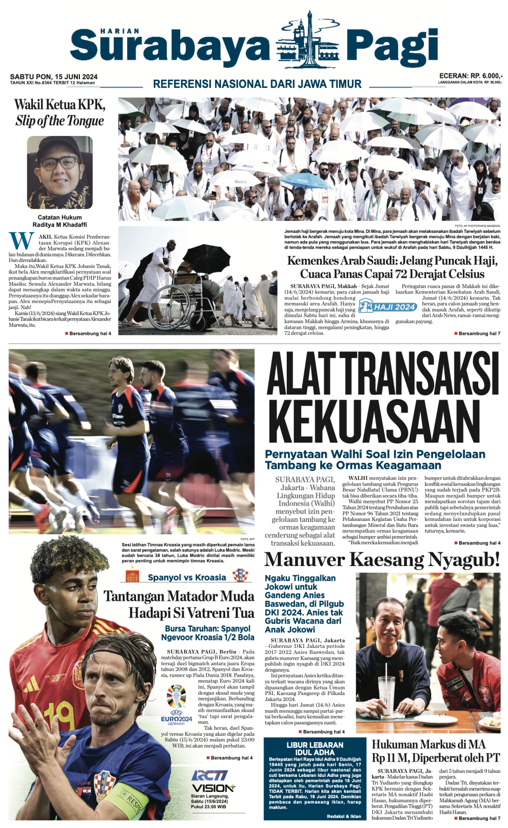 Koran Digital Surabaya Pagi 15 Juni 2024