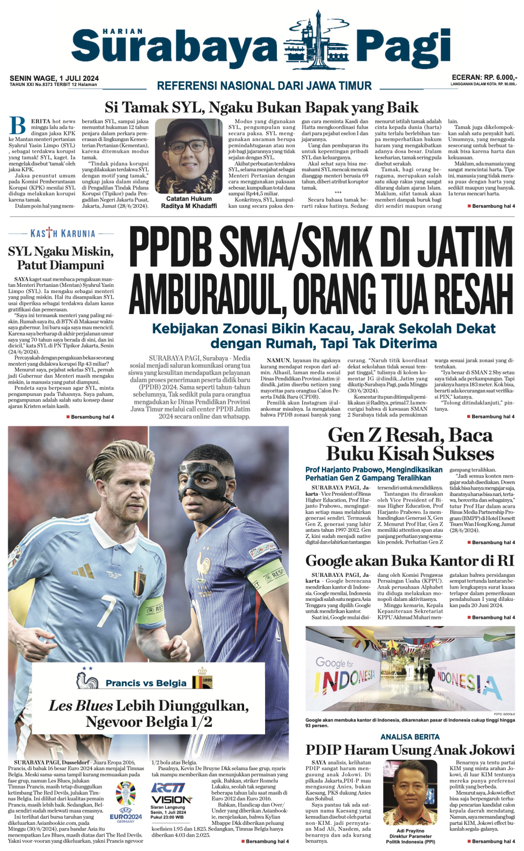 Koran Digital Surabaya Pagi 1 July 2024