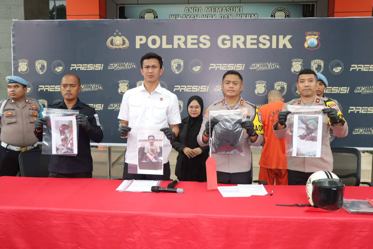 Polres Gresik Ringkus Pelaku Pembacokan Benjeng dari Persembunyiannya di Rembang Jateng