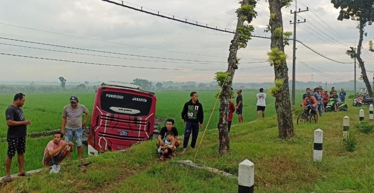 Bus Tabrak Pikap di Ngawi, Sopir Bus Kabur