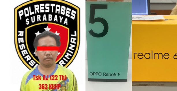 Panjat Pagar Kos untuk Curi HP. Tukang Sampah di Keputih Surabaya DIbekuk Polisi