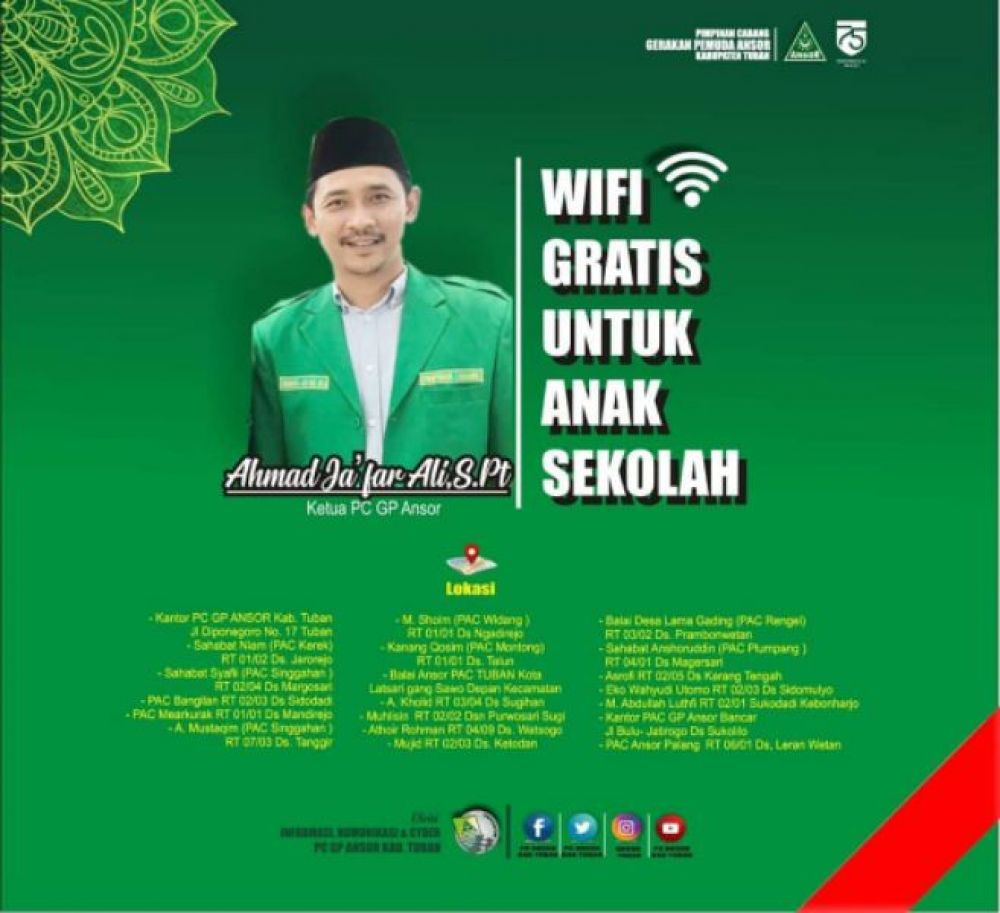 PC GP Ansor Tuban Siapkan WiFi Gratis untuk Anak Sekolah