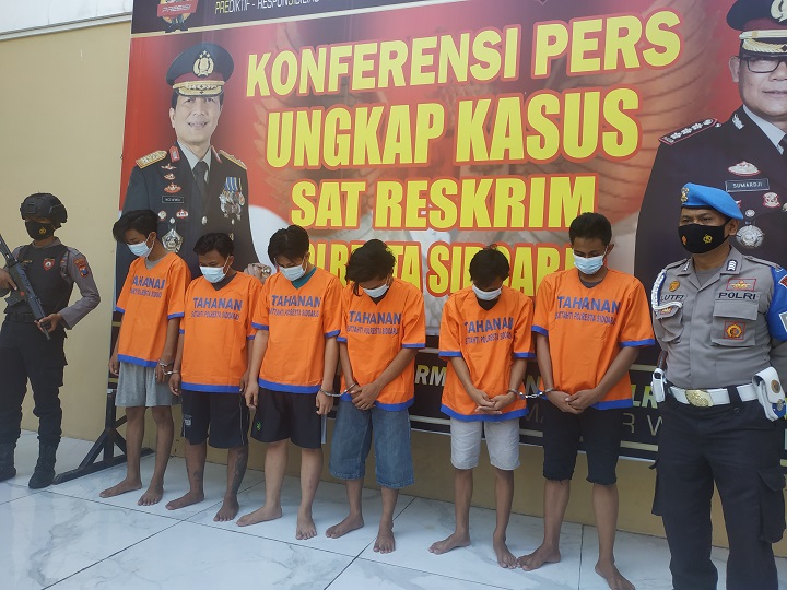 Polresta Sidoarjo Tangkap 6 Preman Pengeroyok Anggota TNI AL