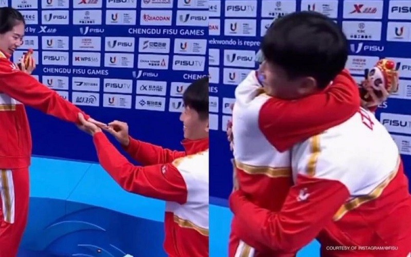 Romantis! Atlet Taekwondo Dilamar Kekasih Saat Penyerahan Medali