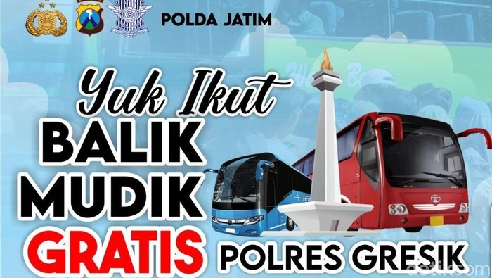 Polres Gresik Sediakan 4 Bus Balik Mudik Gratis Tujuan Semarang dan Jakarta 