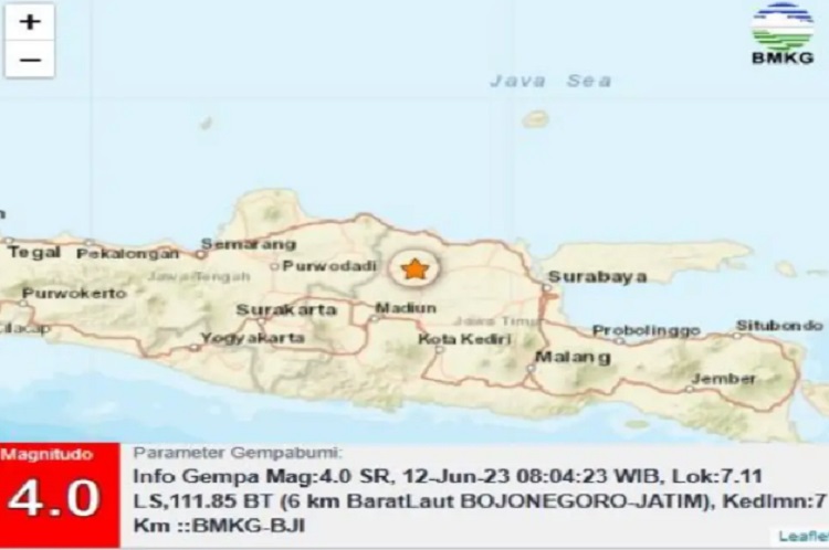 Bojonegoro Diguncang Gempa 4,0 M Pagi Ini, Terasa Hingga Wilayah Tuban