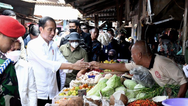 Cek Harga Bapok, Jokowi Blusukan ke Pasar Sambonggede Tuban